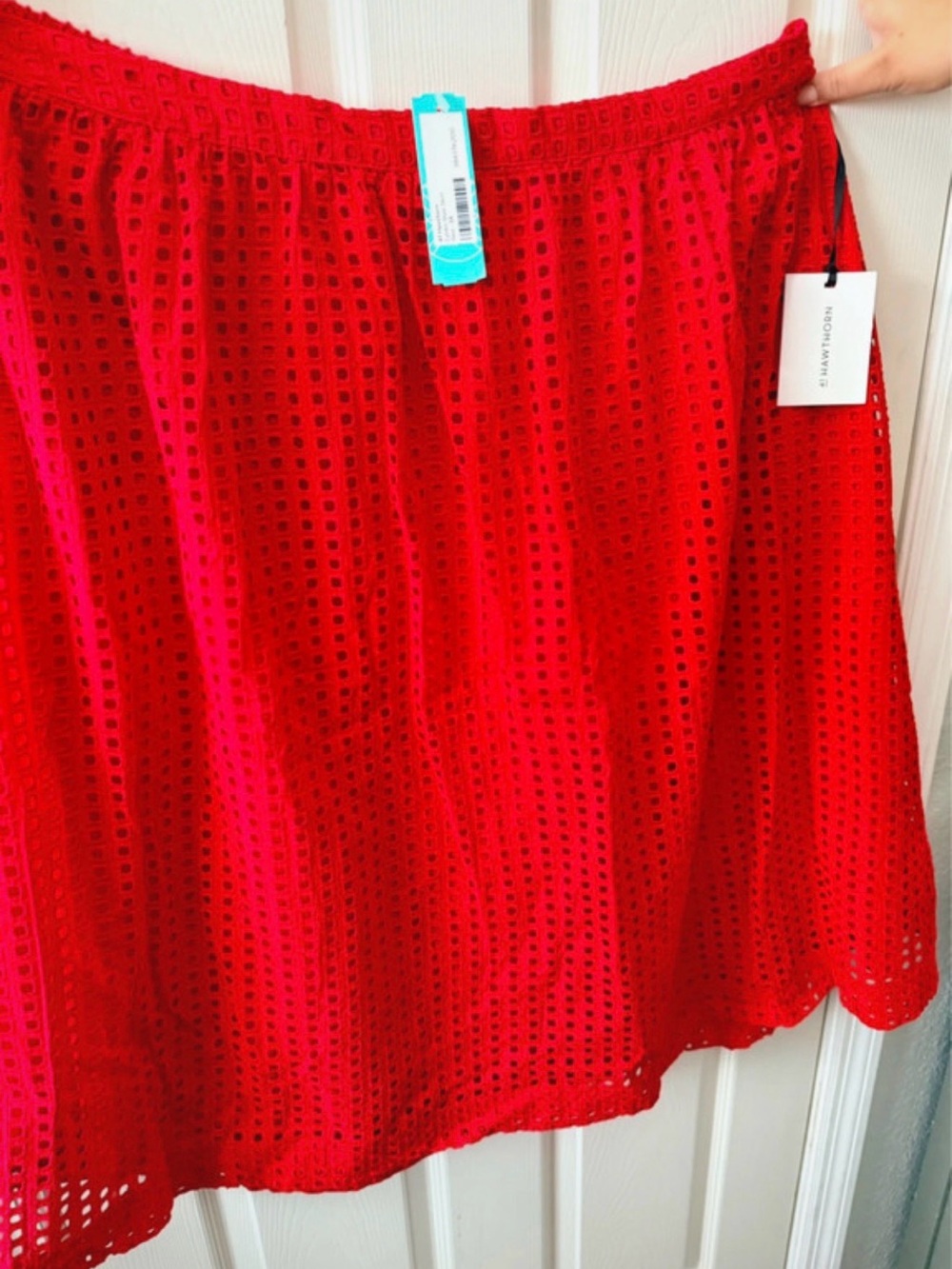 Women’s Red Eyelet A-Line Skirt
